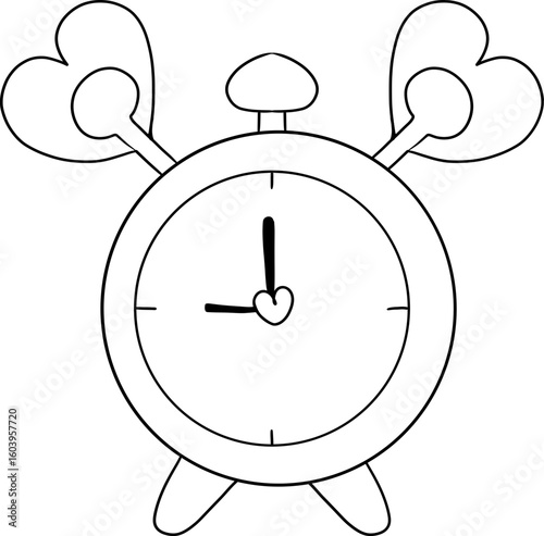 back to school apple, school suppliers element for teacher classroom decoration. clock doodle line. vector file.