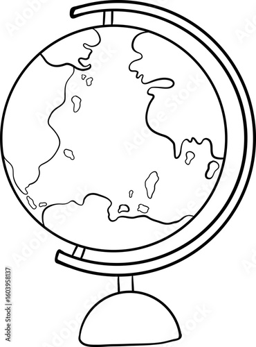 back to school apple, school suppliers element for teacher classroom decoration. globe doodle line. vector file.