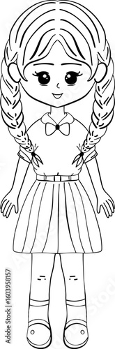 back to school apple, school suppliers element for teacher classroom decoration. student girl doodle line. vector file.