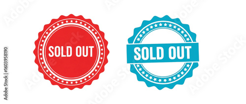 Two Colorful Sold Out Seals, Indicating Scarcity and High Demand