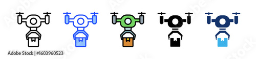 Drone Delivery Icon Collection With Multiple Styles