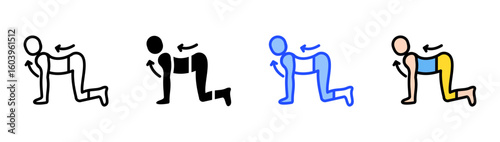 Cat Cow Pose Icon Collection With Multiple Styles