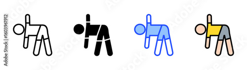 Runner'S Stretch Icon Collection With Multiple Styles