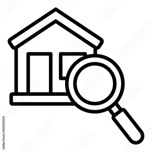 property search outline icon for house or real estate inspection