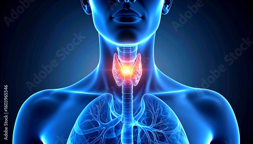Examining Human Thyroid Anatomy with Lungs Visualization
