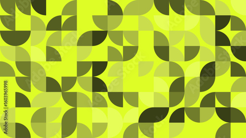 This vibrant abstract design features a lively interplay of geometric shapes in bright yellow and green tones. Perfect for modern aesthetics.