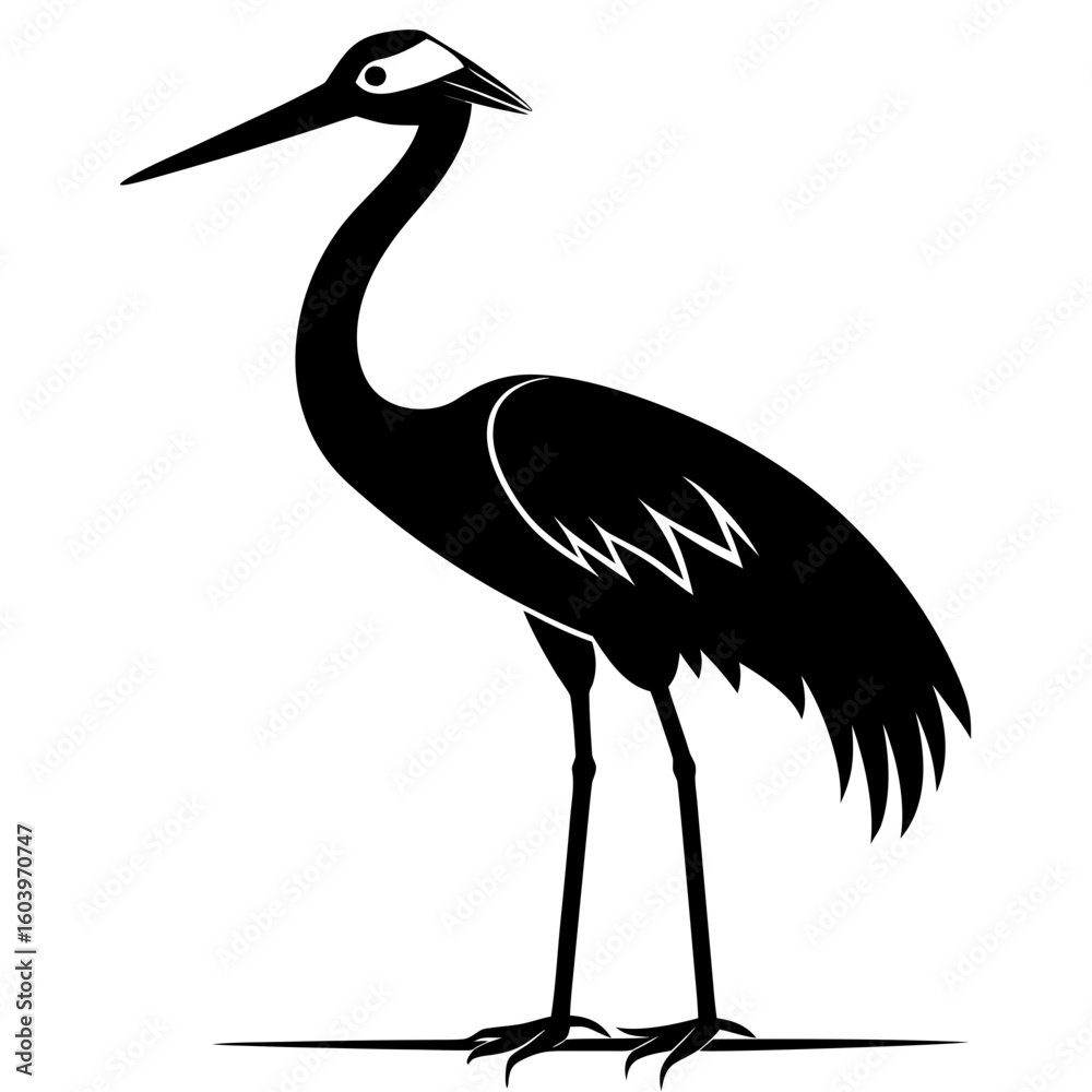 Obraz premium Crane vector clean black silhouette design white background
