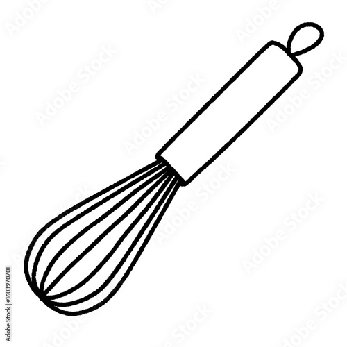 ラフな線で描いた泡立て器の線画イラスト