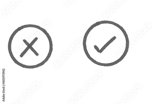 Hand Drawn Check Mark and Cross Mark Symbols in Gray Color on transparent background Free Download Hand Drawn Check Mark and Cross Mark Symbols in Gray Color on transparent background - GFXLoad