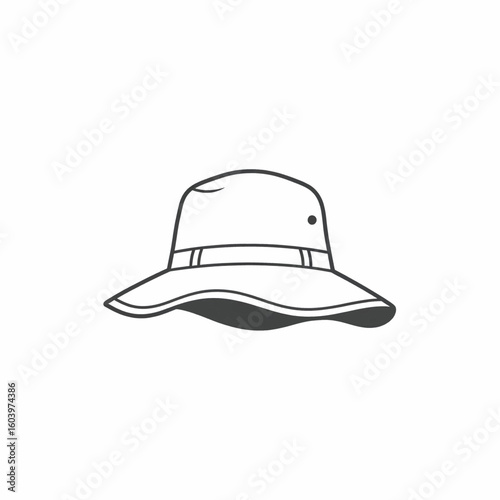 Simple Black and White Sun Hat Illustration