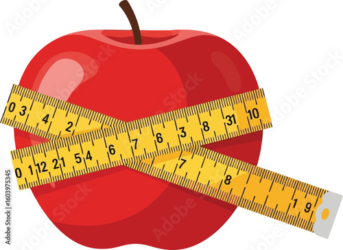 Apple diet plan for weight loss healthy eating and fitness measuring tape
