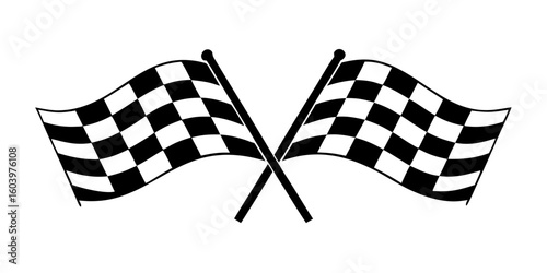 Two crossed checkered flags isolated on transparent background