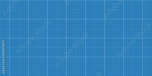 Gridpaper blueprint blue graph for plotting technical data and drafting blue squared sheets. Measurement for millimeter charts. Ideal plan for mapping precision.