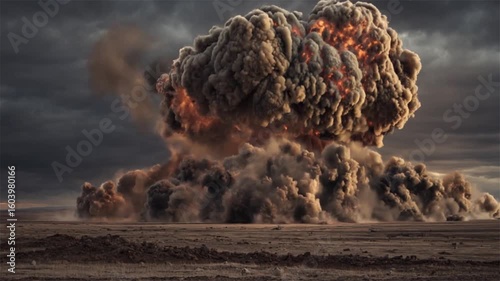 iconic mushroom cloud rising in the sky