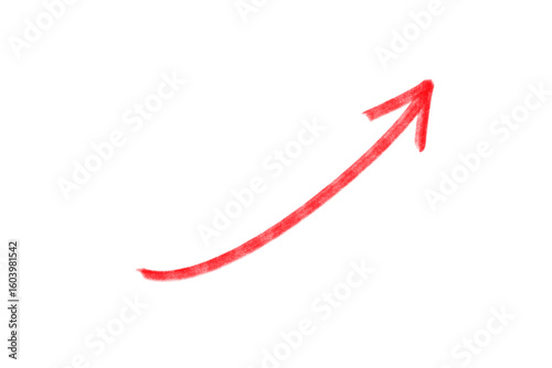 Ascending red arrow illustration, suggesting growth and positive trends, isolated on transparent background