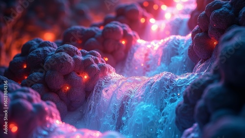 Fantasy Scene of Lava Waterfall