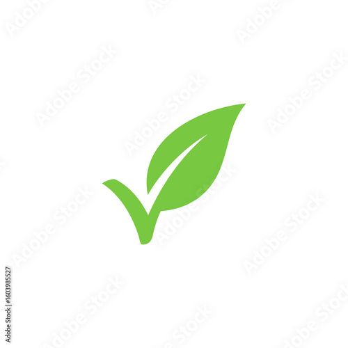 Leaf Check Logo Design – A clean and simple logo combining a green leaf and a check mark, representing eco approval, organic certification, nature-friendly solutions, and sustainability.