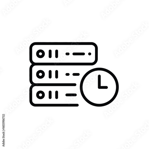 Data Storage with Time Clock Illustration of Servers and Time for System Administration and Backups