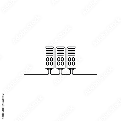 Data Center Servers Icon Depicting Server Racks Connected by a Horizontal Cable