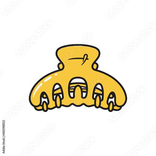 Bright Yellow Hair Claw Hair Accessory with Black Outline for Hair Styling