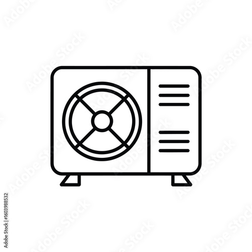 Air Conditioning Unit Outline Illustration Simple Climate Control Technology Design and Ventilation System Maintenance Service