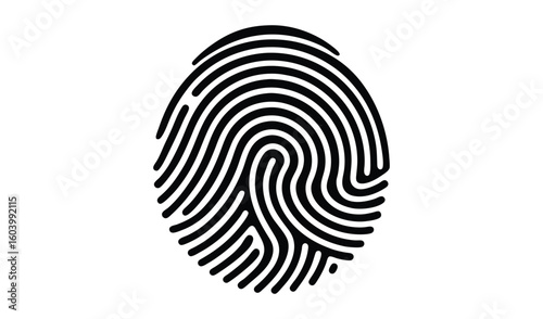 Black and white fingerprint identification symbol