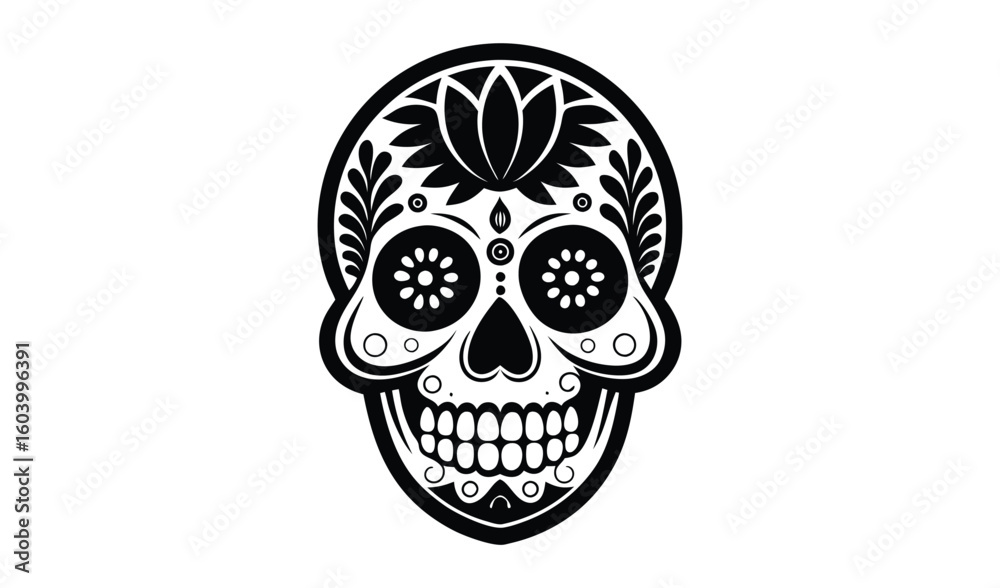 Fototapeta premium Intricate black and white sugar skull design