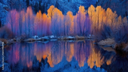 Reflecting Autumnal Trees by the Calm River