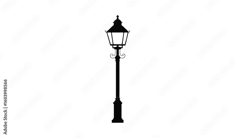 Obraz premium Classic black silhouette of an ornate street lamp