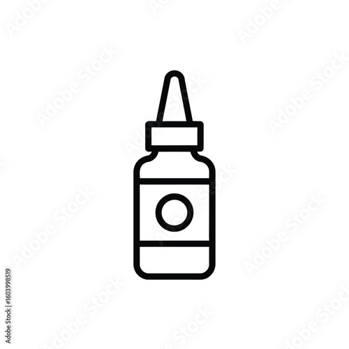 Outline Icon of a Small Dropper Bottle Containing Liquid Medicine or Essential Oils