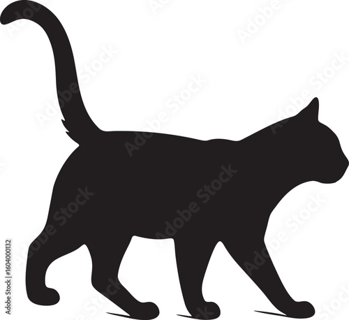 Black cat silhouette vector illustration of a domestic feline pet