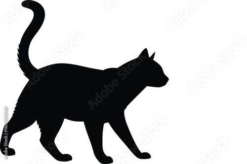 Black cat silhouette vector illustration of a domestic feline isolated on a white background