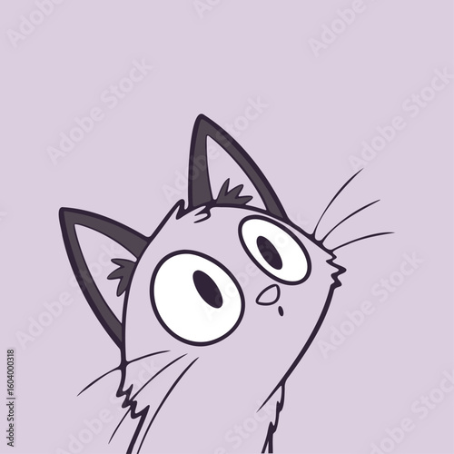 Cartoon vector illustration of a cute domestic cat, a smiling feline character with a heart design