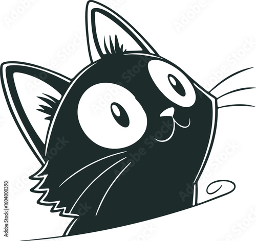 A funny, cute cartoon cat monster vector illustration design drawing