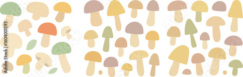 Cute Cartoon Mushroom Collection Pattern.