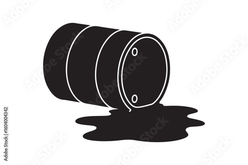 Oil Spill from Overturned Barrel Illustration Depicting Environmental Pollution and Resource Depletion Crisis Concept