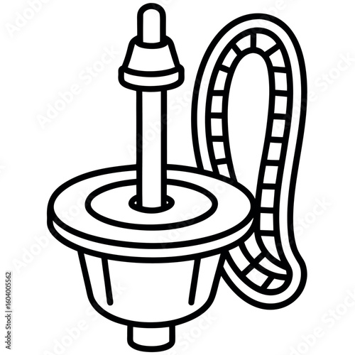 Minimal Black Line Art Vector of Peak Flow Meter on White Background