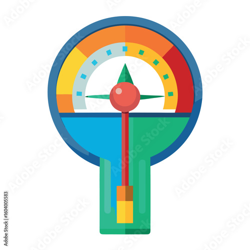 Minimal Black Line Art Vector of Peak Flow Meter on White Background
