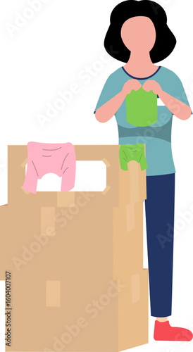 Volunteer Packing Donations Illustration