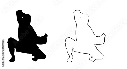 black silhouettes of a dog and a bear on a white background bear, black, dog, image, silhouette 