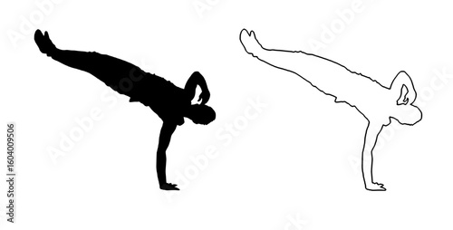 a black and white image of a man and woman doing acrobatics black, image, man, people, person, silhouette, woman 
