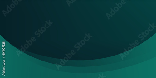 Modern simple dark green and black abstract background for wide banner. Luxury dark green background with overlap 3D layer