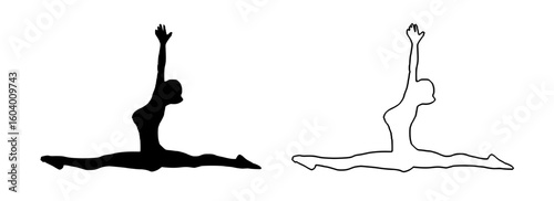 a black silhouette of a woman standing on a yoga mat black, girl, pose, silhouette, stand, woman 