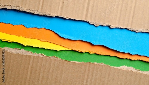 Ripped cardboard with colorful layers
