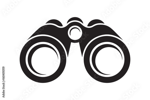 Black Binoculars Silhouette Vector Graphic on White Background for Exploration Discovery and Observation Designs