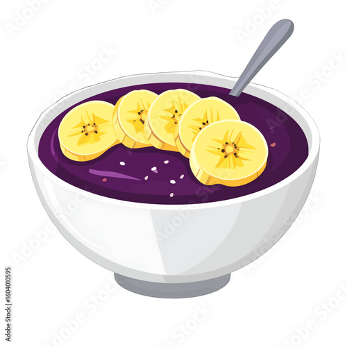 Purple Acai Bowl With Banana Slices