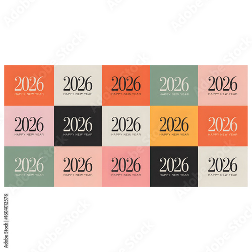 2026 Happy New Year Logos - Minimalist Modern Colorful Celebration Designs