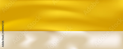 Bright yellow background with soft, natural shadows. Mock up for branding products, cosmetics food or jewelry presentation. vector illustrations