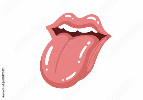 Cartoon illustration lips open with a protruding tongue