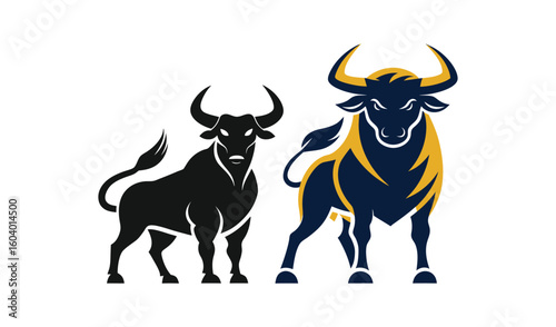 Two powerful bulls standing side by side